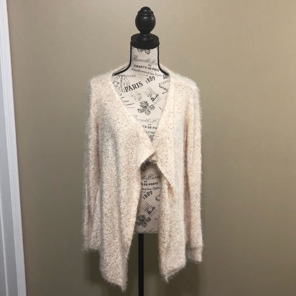 NWOT Say What? Fuzzy Sequin Cardigan Sweater Size XL - Picture 7 of 8